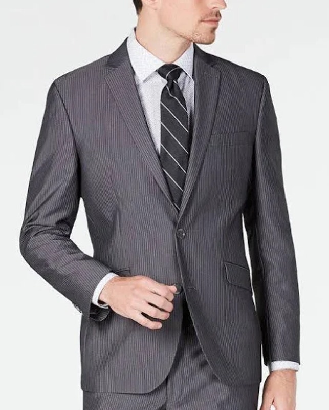 Kenneth Cole Reaction Techni-Cole Grey Pin Stripe Suit Jacket Sports Coat 42r